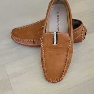 Tan Slip-On Loafers with Moccasin Toe